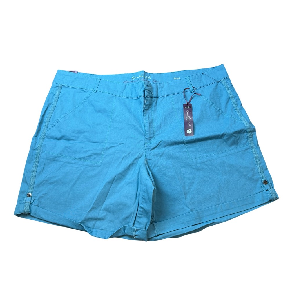 NWT Gloria Vanderbilt Women's 20W Turquoise Maren Twill Shorts
